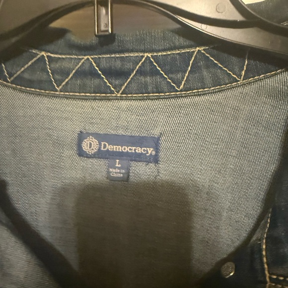 Democracy Blue Denim Jacket with Contrast Stitching - Picture 2 of 6